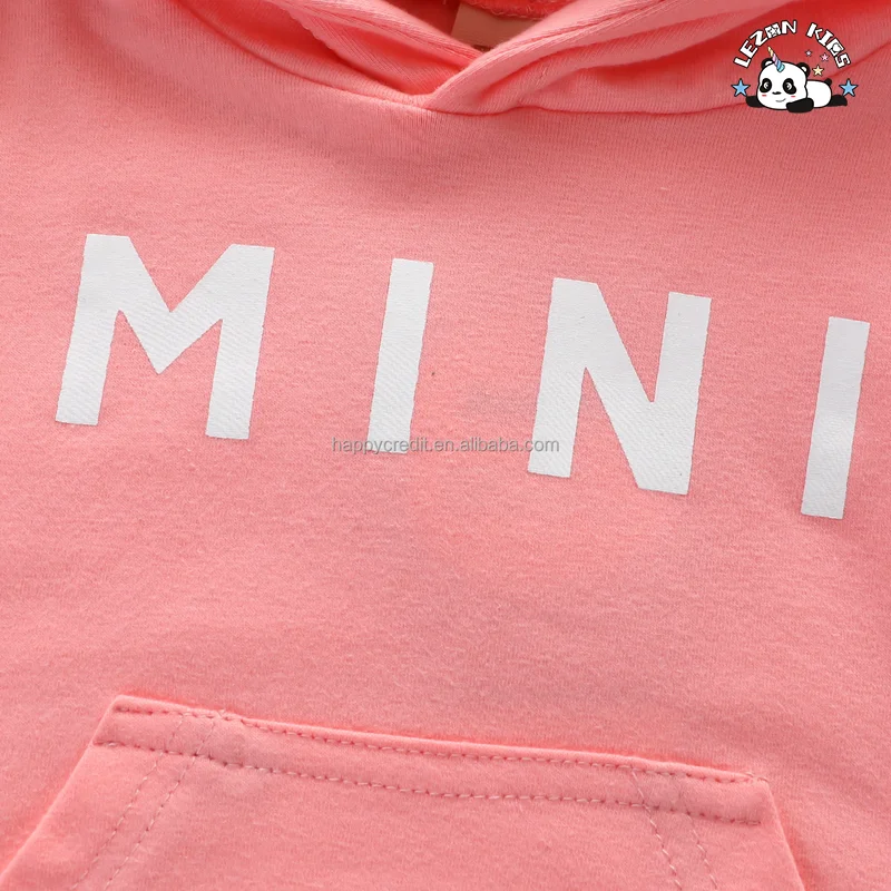 LEZONKIDS - Atacado de conjuntos de roupas infantis femininas com logotipo personalizado de 2 peças, Hoodies e calças